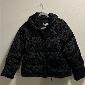 Molly Bracken Velvet Puffer Jacket New Black